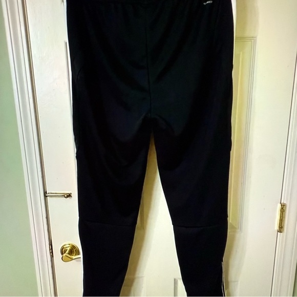 Adidas men’s Black Joggers with White Stripes and zippered ankles size XL - Picture 5 of 11